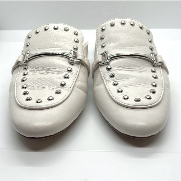 Aldo Leather Slip-On Studded Mules Slip On Flats Horsebit Womens Sz 8 ~ White - Picture 5 of 6